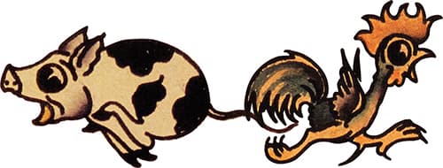 PIG AND ROOSTER TATTOOS