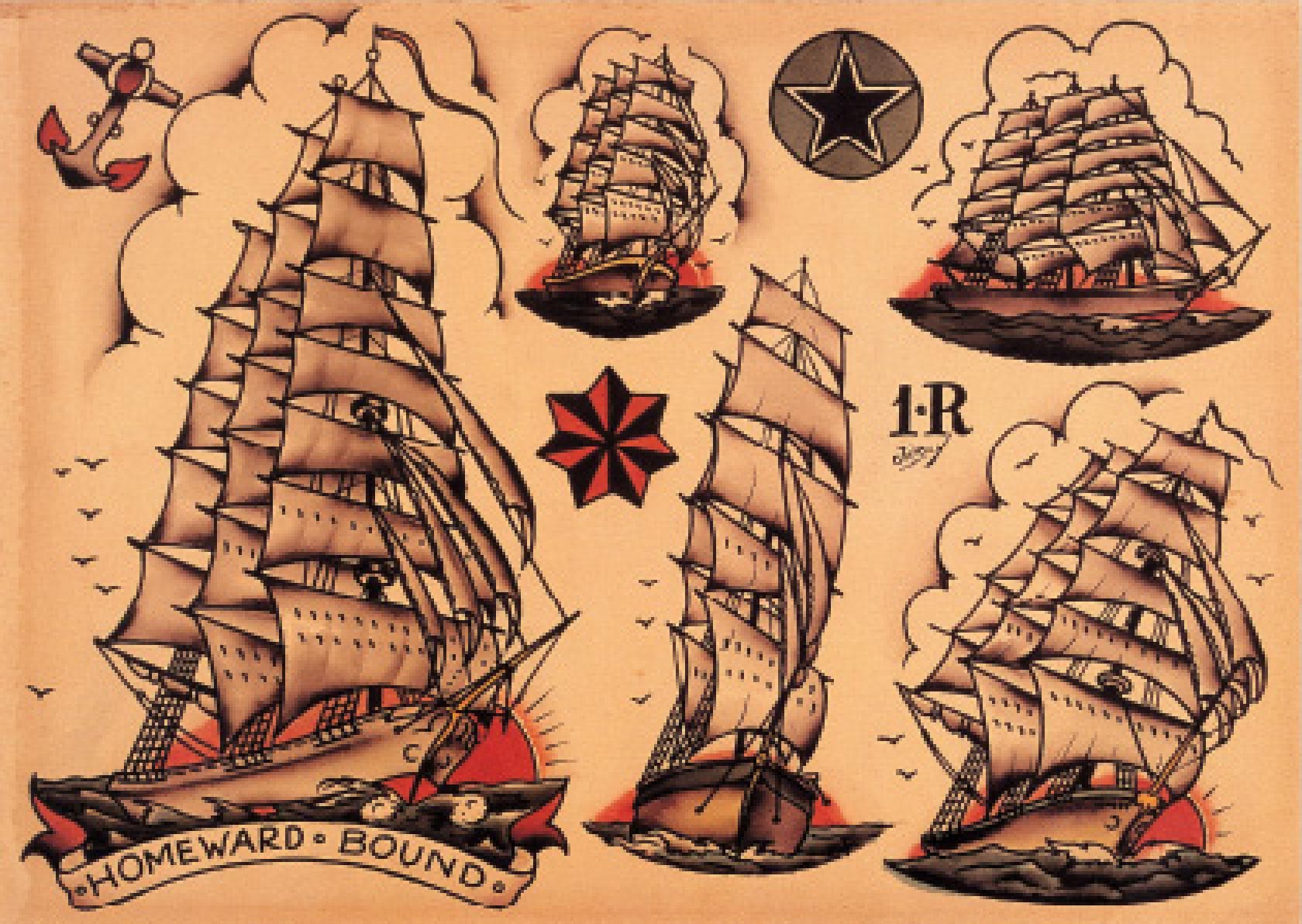 sailor-jerry-nautical-tattoo-flash-ships